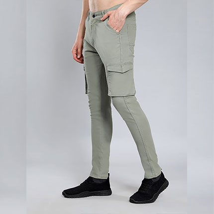 Solid Cotton Stretchable Cargos