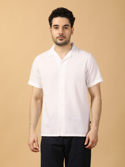 Resort Collar Shirt ( White Self)