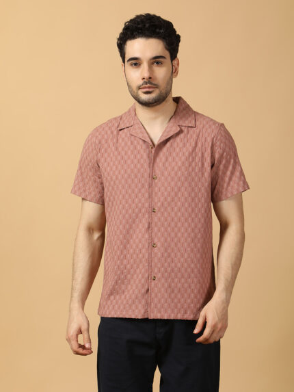 Resort Collar Shirt ( Peach Self)