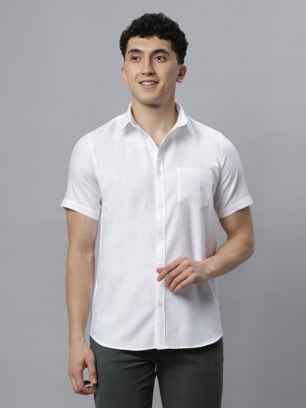 Solid Half Sleeves Shirt - (White)