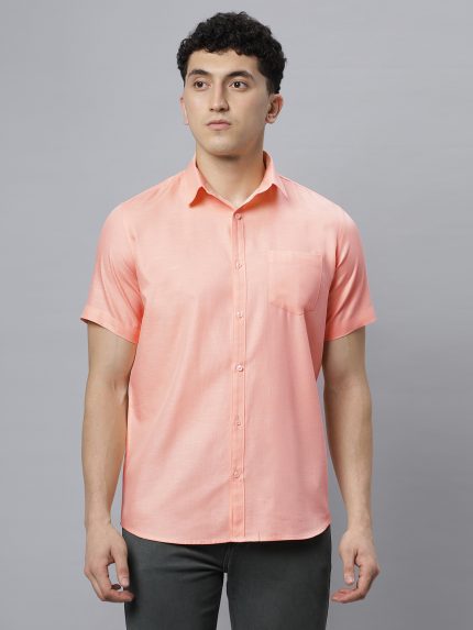 Solid Half Sleeves Shirt - (Peach)
