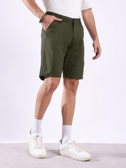 Hence Men Linen Textured Chino Shorts