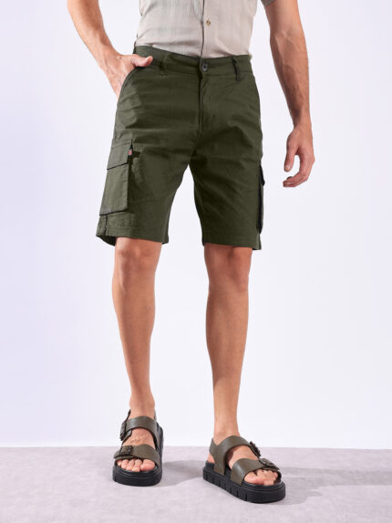 Linen Textured Cargo Shorts